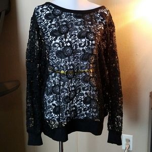 Black, long sleeve, Lace blouse